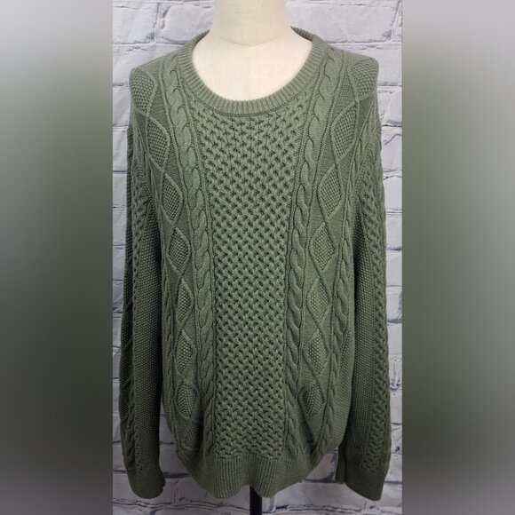 NWOT Polo Ralph Lauren Men's Cable Knit Sweater Fisherman Aran Green Sz XXL 2XL - Picture 1 of 16
